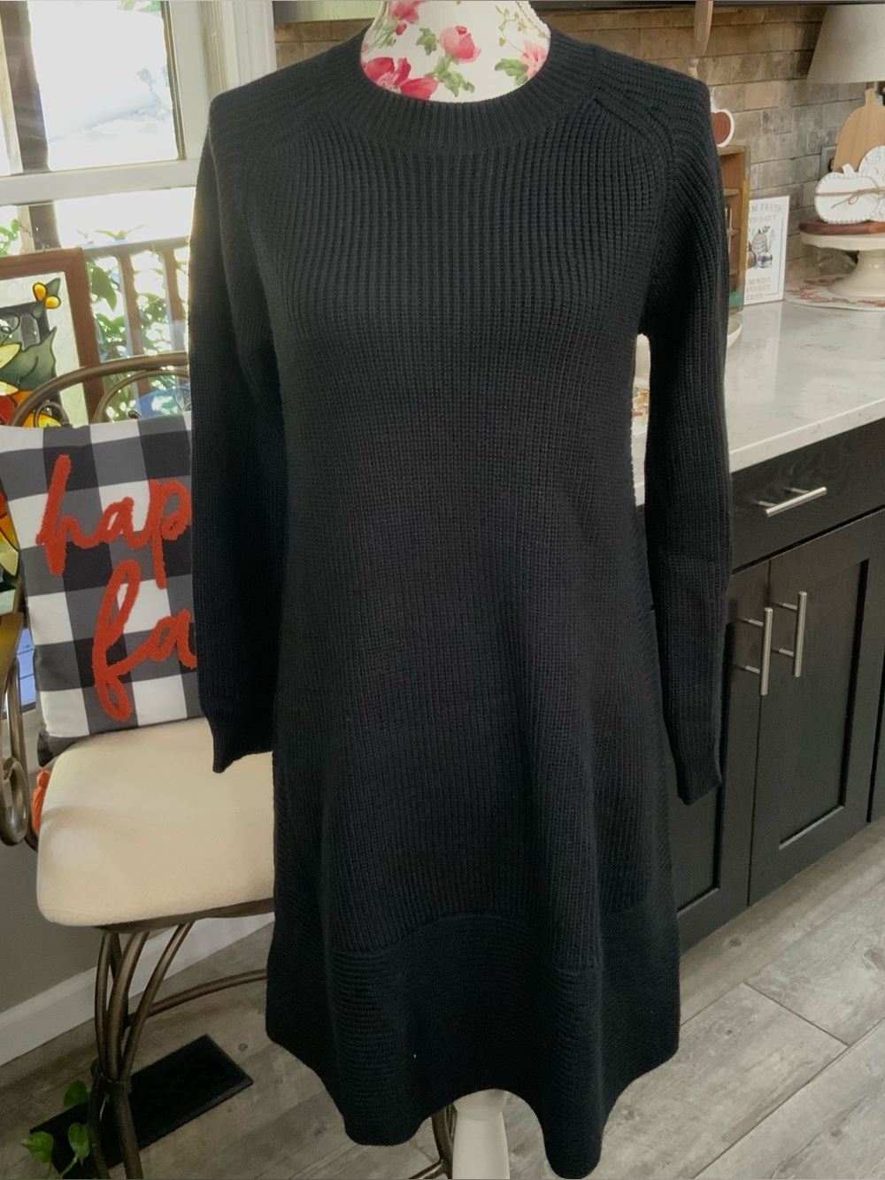 Tuckernuck Pomander Place Ainsley Knit Dress Black Large Sweater Neutral Wool